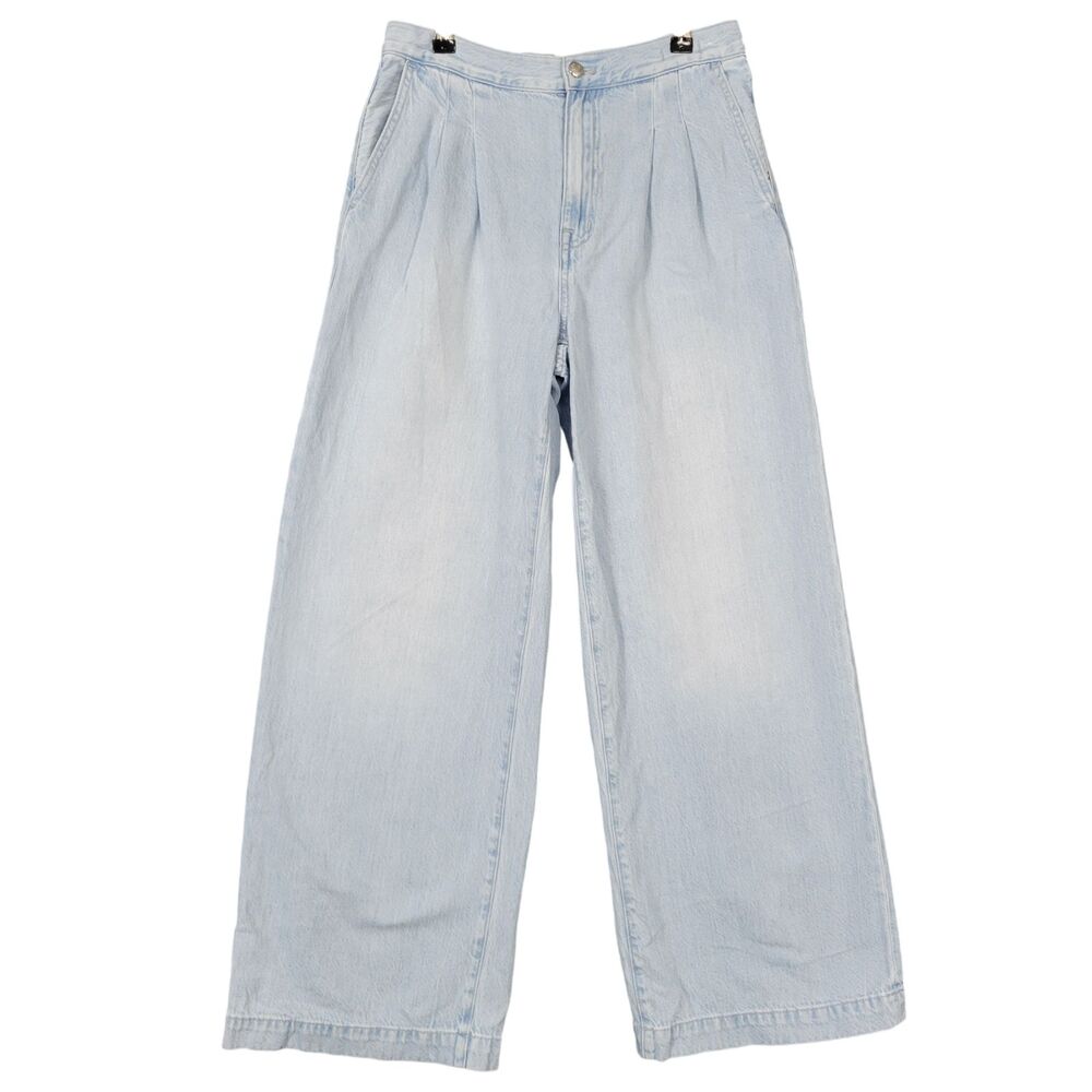 MADEWELL Blue Harlow Wide Leg Trouser Jeans Pleated Lyocell Light Wash SIZE 26